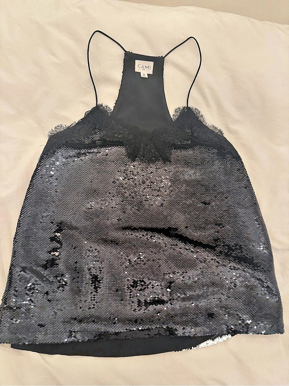 CAMI NYC The Racer Sequin Top Black XS